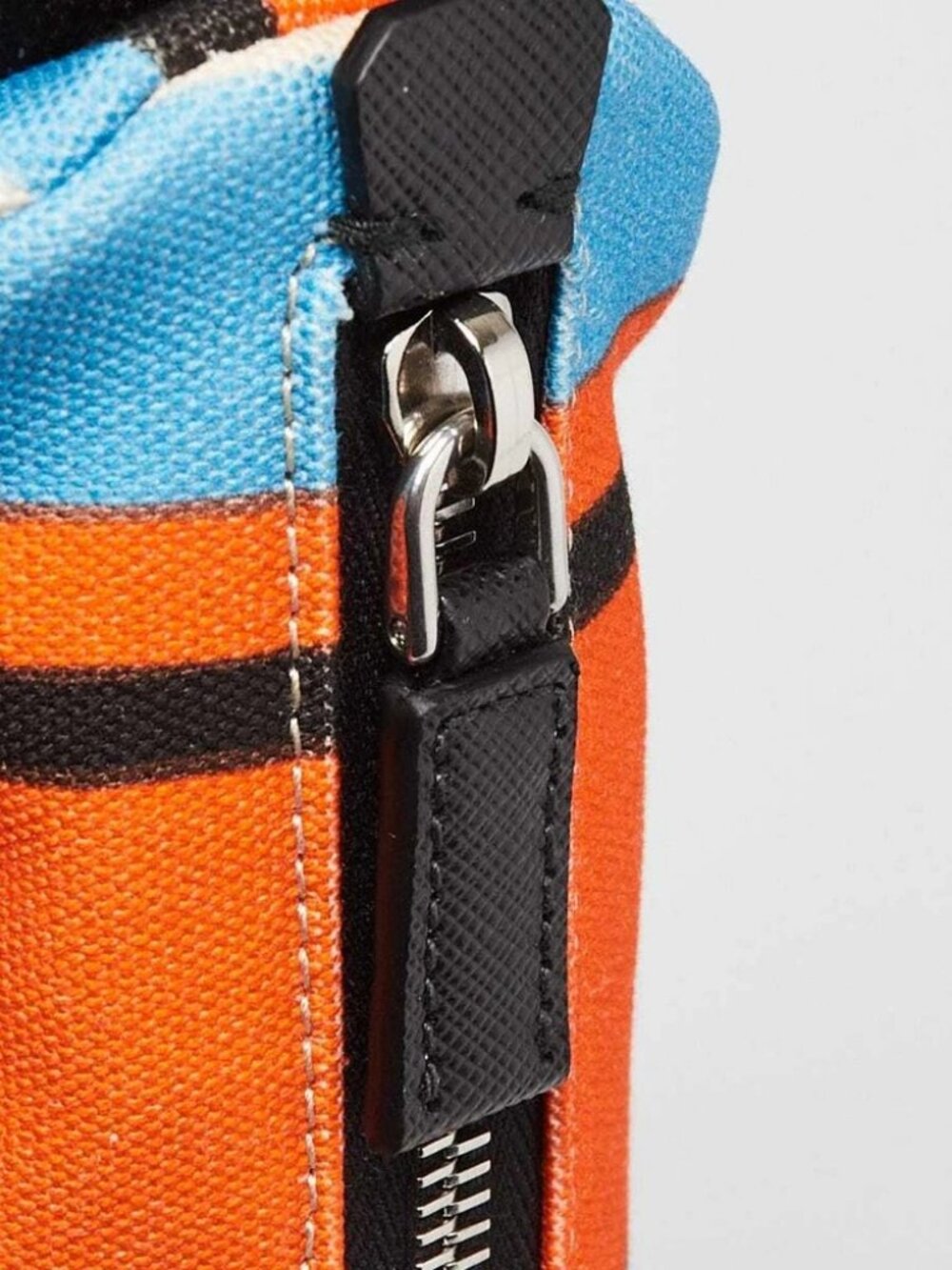 Prada Orange/Blue Striped Canvas Triangle Wristlet Clutch Bag 2NE053 - Picture 6 of 11